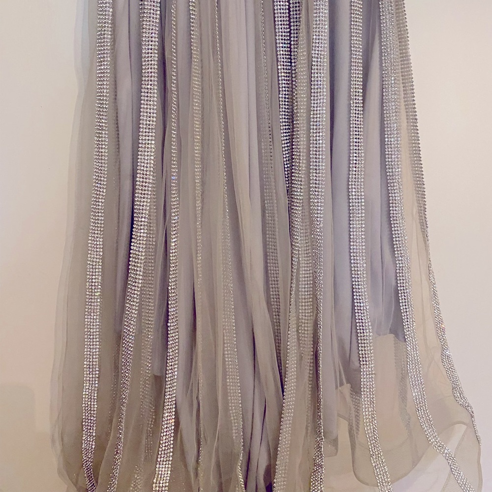 Silver Rhinestone Pageant Dress - Picture 8 of 9